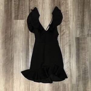 Angel Biba Take Note Frill Black Mini Dress - XS